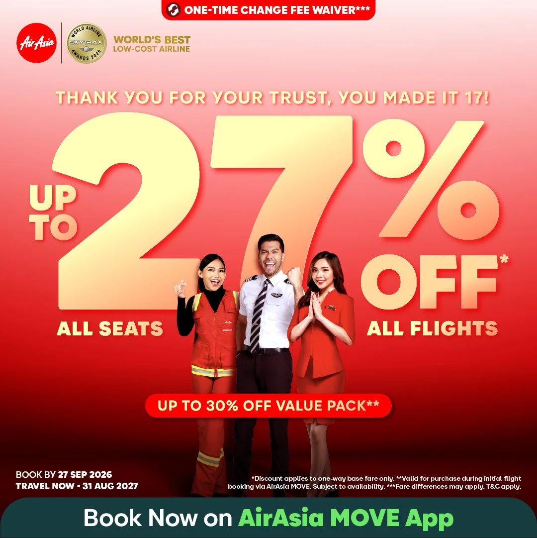 Celebrate the World’s Best with AirAsia - Enjoy up to 27% Off* All Seats, All Flights